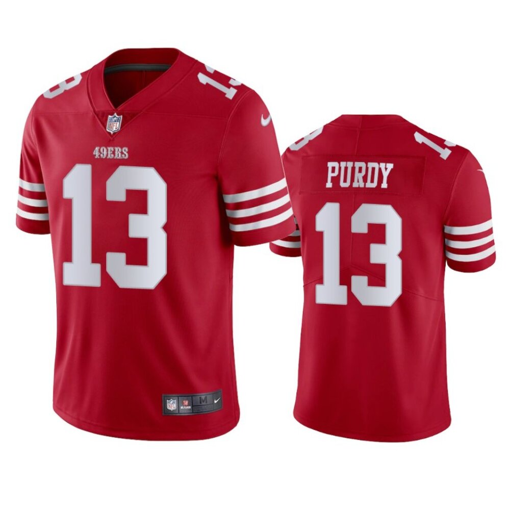 Mens Kids Youths  Brock Purdy Scarlet Stitched Jersey